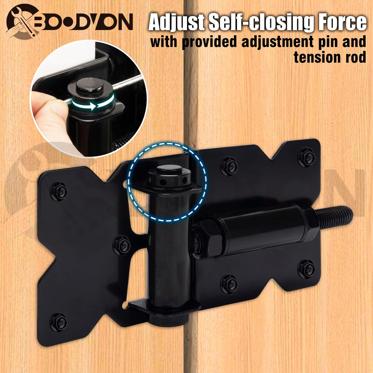 Heavy Duty Self Closing Gate Hinges for Wooden Fences Gates, 90 Degree Adjustable Gate Door Hinges Hardware Kit for