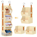 Fabric Hanging Closet Clothes Organizers and Storage Detachable 4 Tier