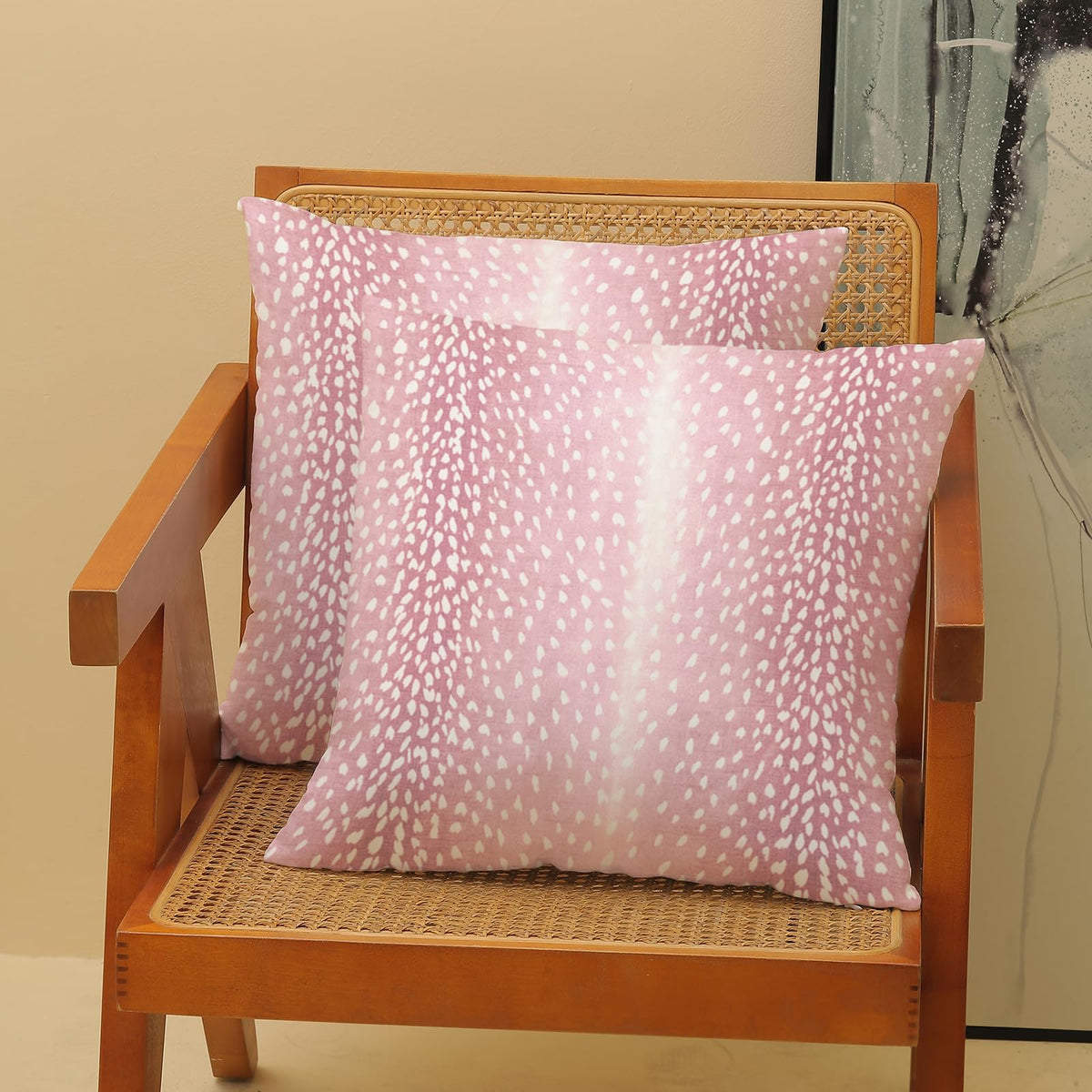 Antelope Pillow Covers 20x20 Inch 2 Pcs Preppy Pink Deer Animal Skin Print Decor Throw Pillows Modern Outdoor