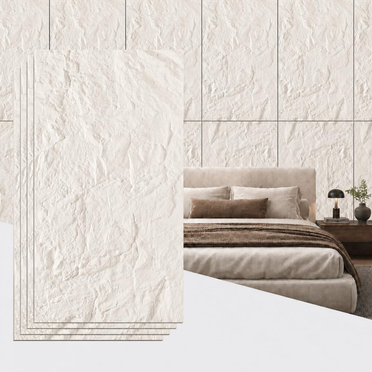 4 PCS Faux Stone Wall Panel 47.2'' x 23.6'' Mountain Rock Texture