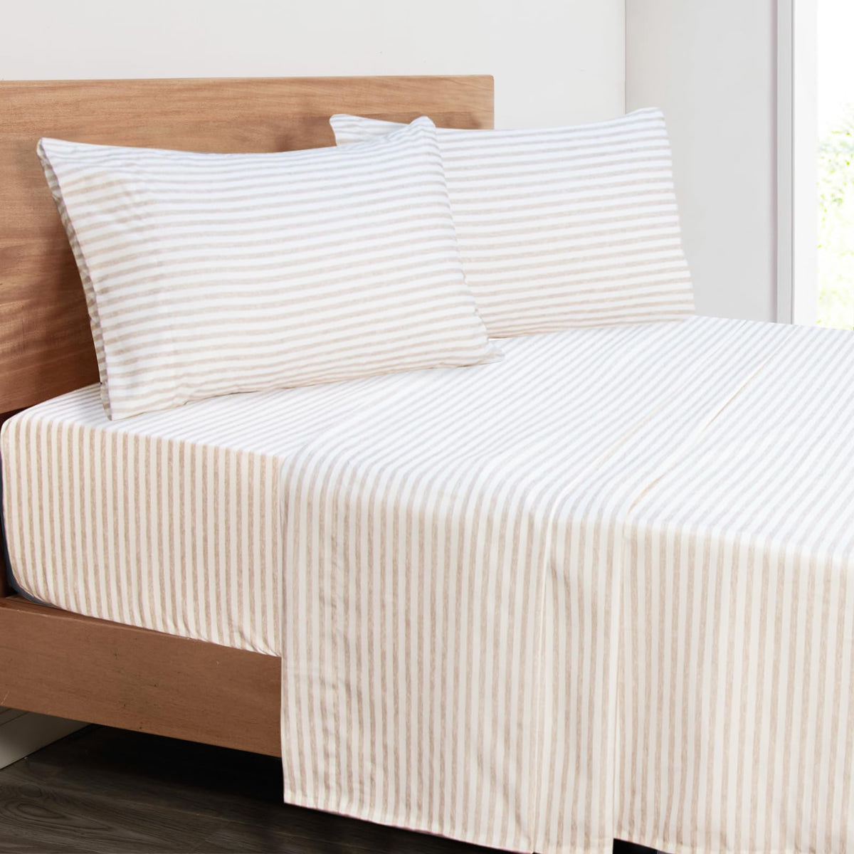 Striped Sheet Set - Hotel Luxury 1800 Bedding Sheets & Pillowcases - Deep Pocket Fitted Sheet, Soft