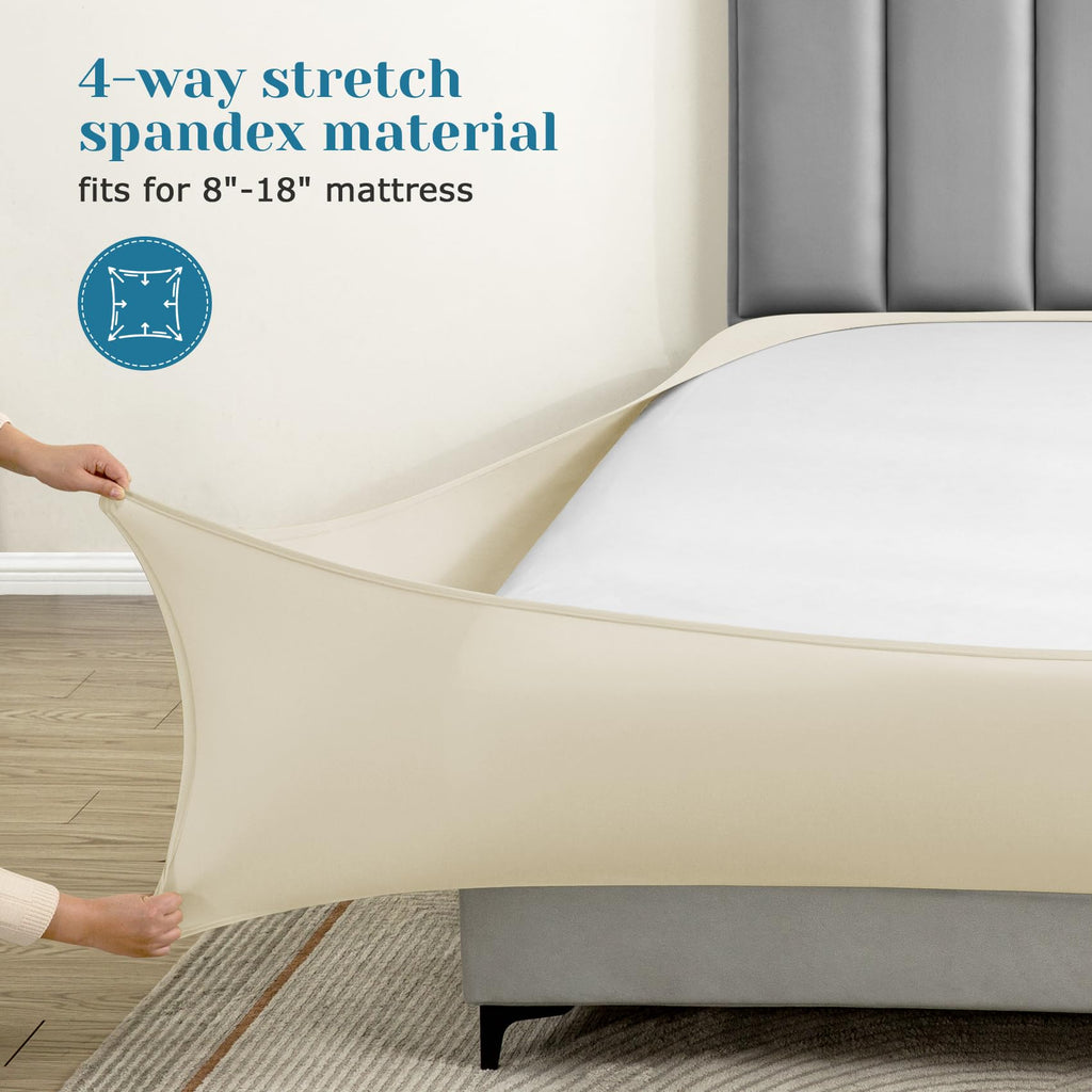 Jersey Knit King Size Sheets Set 6 Pieces, Stretch Super Soft and Wrinkle-Free Bed Sheets, Spandex Blend with 18-inch