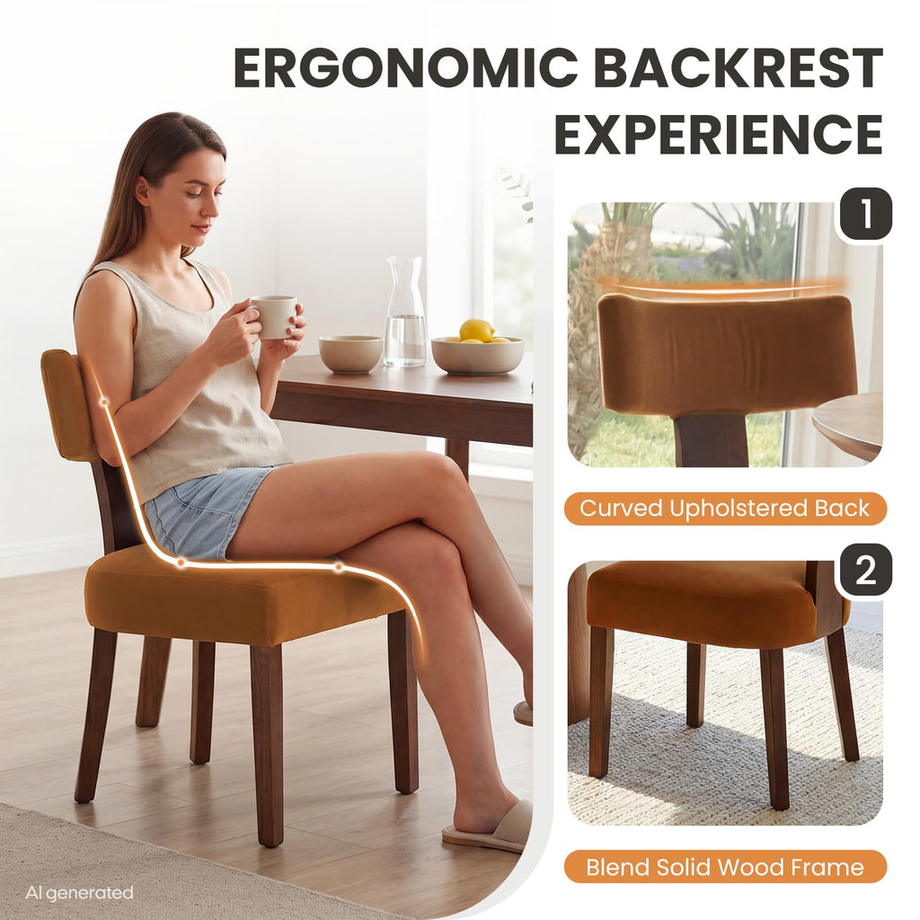 Set of 6 Modern Dining Chairs, Farmhouse Velvet Upholstered Dining Room Chairs Kitchen Chairs Side Armless Chairs