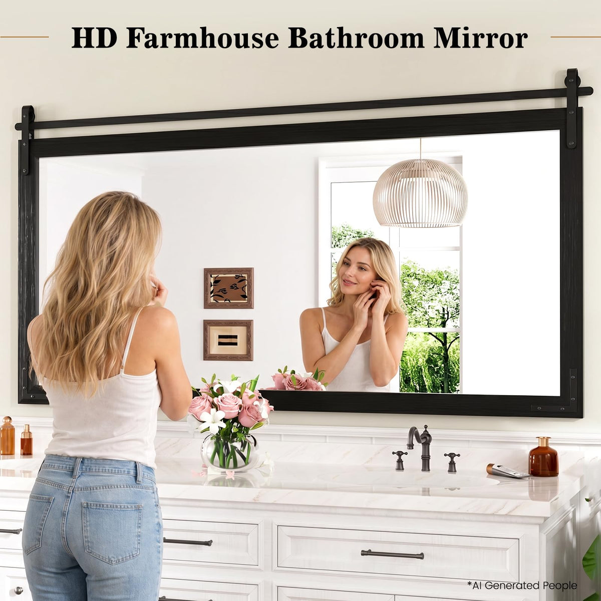 Farmhouse Mirror 60"x30" Black