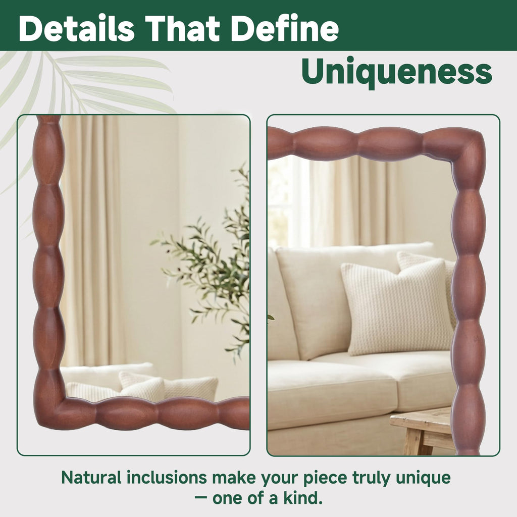 36"x24" Rectangular Solid Wood Farmhouse Decorative Wall Mirror
