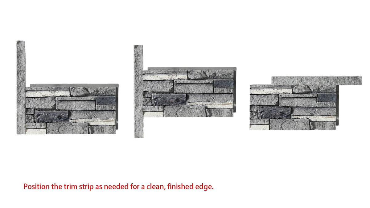 8-Pack Faux Stone Universal Ledger Trim, 34 in, Fog Stone