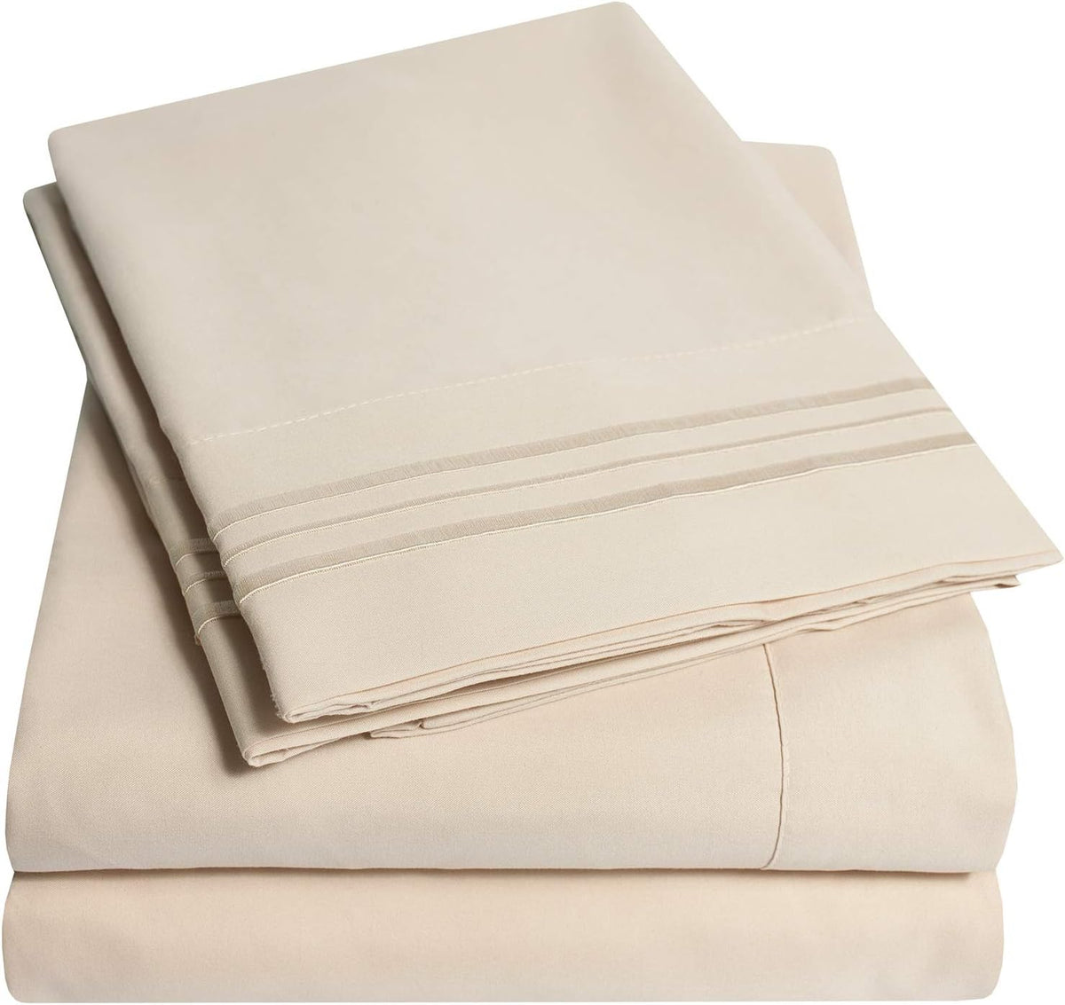 1500 Supreme Collection Sheet Sets Beige Cream - Luxury Hotel Bed Sheets and Pillowcase Set for Mattress