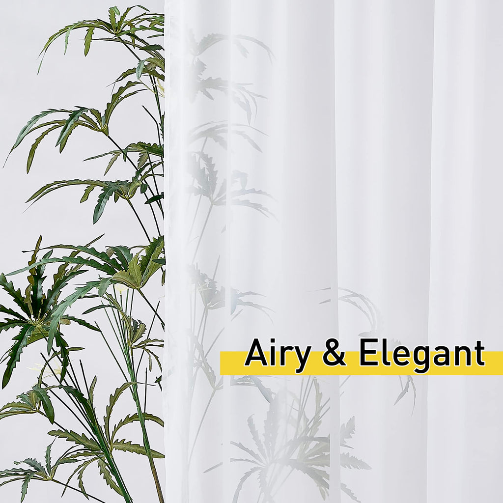 2 Panels Sheer Outdoor Curtains Extra Wide Waterproof, Tab Top Indoor Outdoor Voile Sheer Drapes Airy with Light