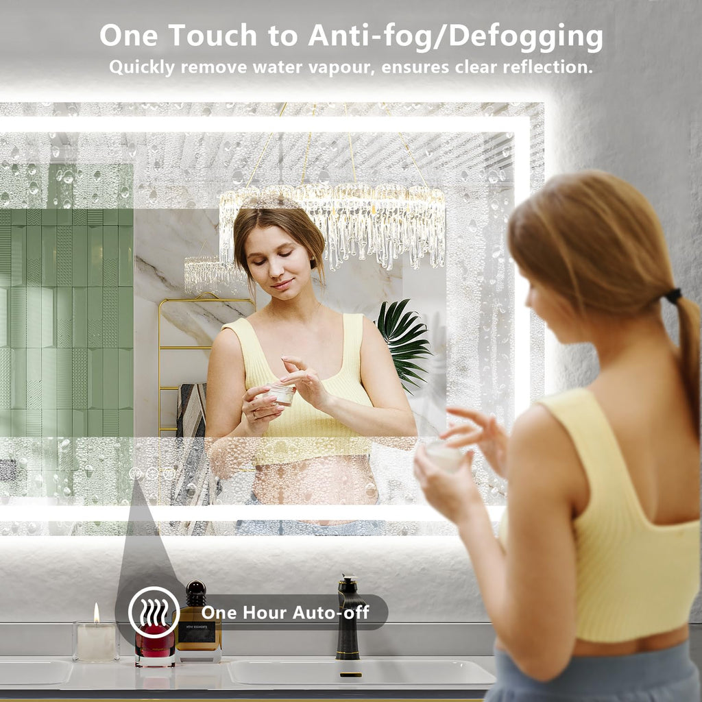 66x48 LED Bathroom Mirror with Lights, Lighted Vanity Mirror