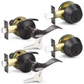 Exterior Door Lock Set Front Door Handle, Front Door Lock Keyed Alike Oil Rubbed Bronze, Exterior Door Handle with