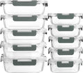 10 Pack Glass Food Storage Containers with Lids, Gray
