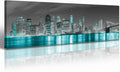 New York Skyline City Wall Art Framed Black and White Turquoise Bedroom Decor Pictures Canvas Prints Manhattan