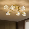 24-Inch Gold 6-Light Luxury Semi-Flush Mount Ceiling Chandelier for Living Rooms