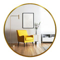 Round Mirror, 24 inch Glold Circle Mirror, Bruhsed Gold Metal Frame