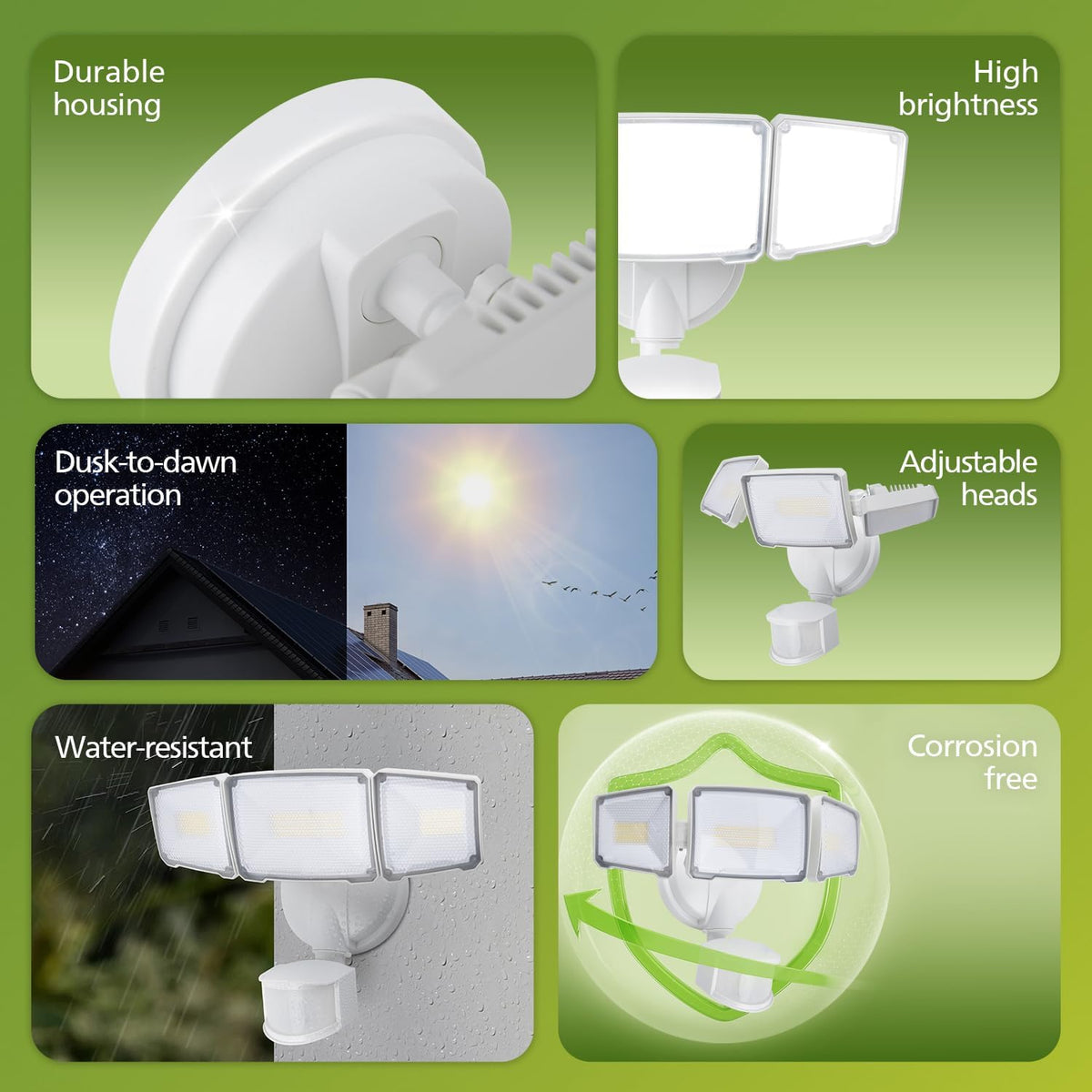 72W 7400LM LED Security Lights w/PIR Motion Sensor Outdoor, 5000K Daylight Dusk to Dawn Aluminum Flood Light, 3