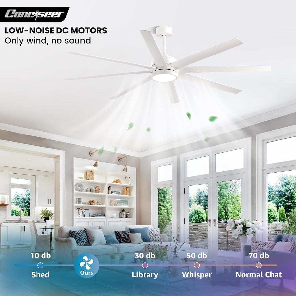 72" Outdoor Ceiling Fan with Light & Remote