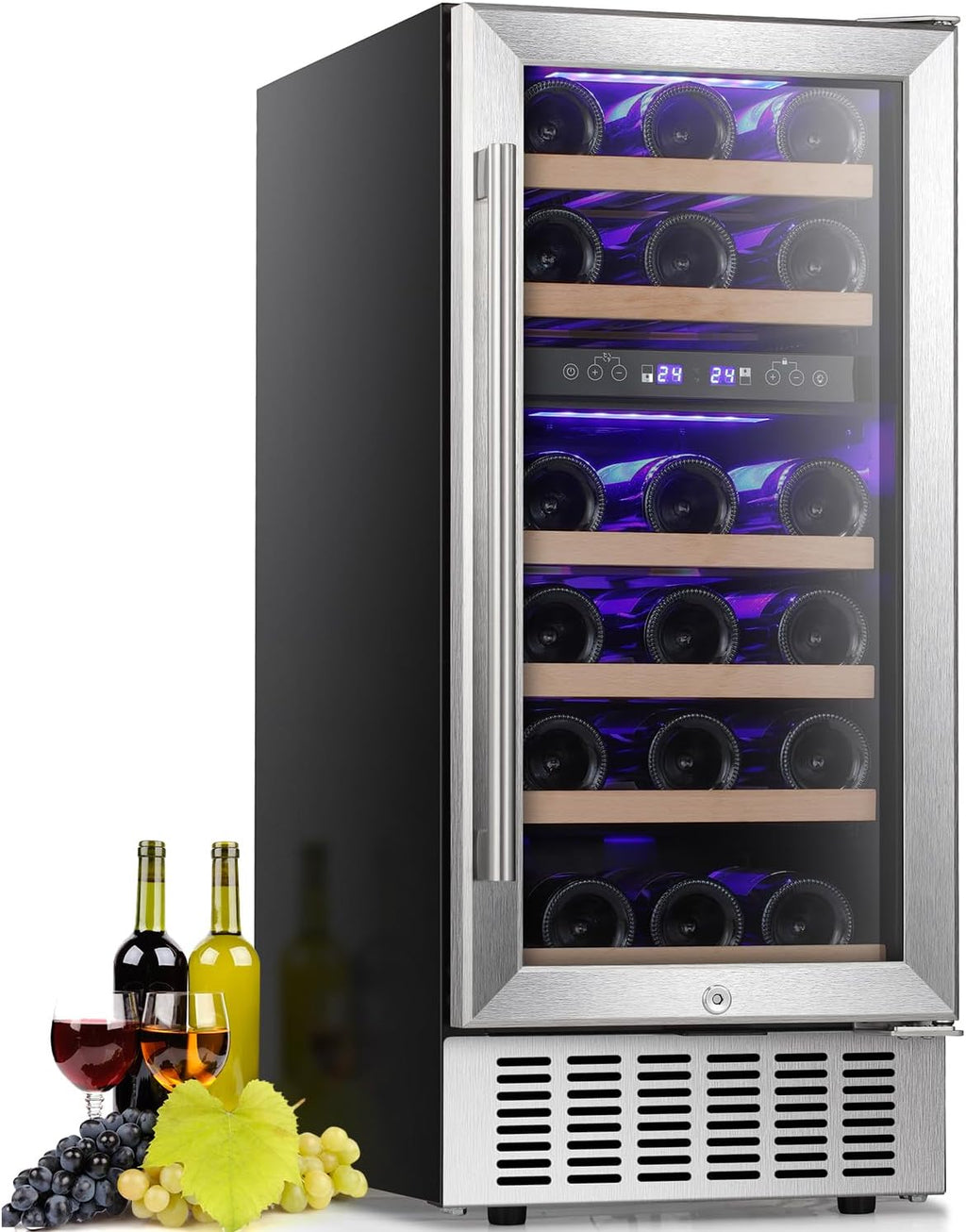 Wine Fridge,15 Inch Wine Cooler Refrigerator Under Counter(41-68°F),28 Bottles Built