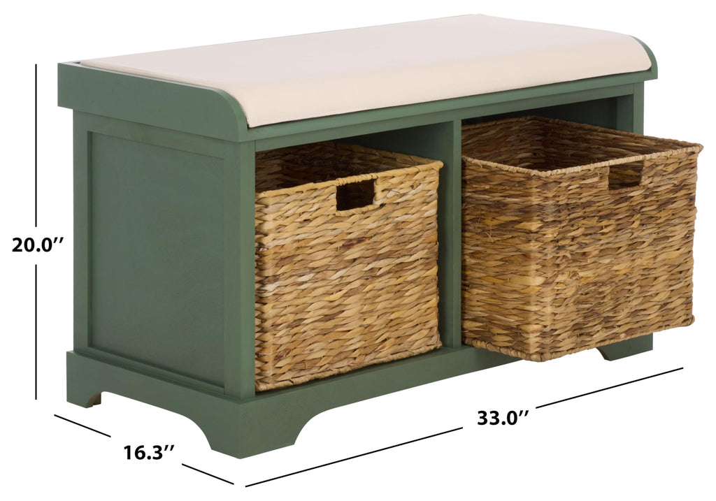Freddy Wood Storage Bench, 33" Farmhouse Dusty Green