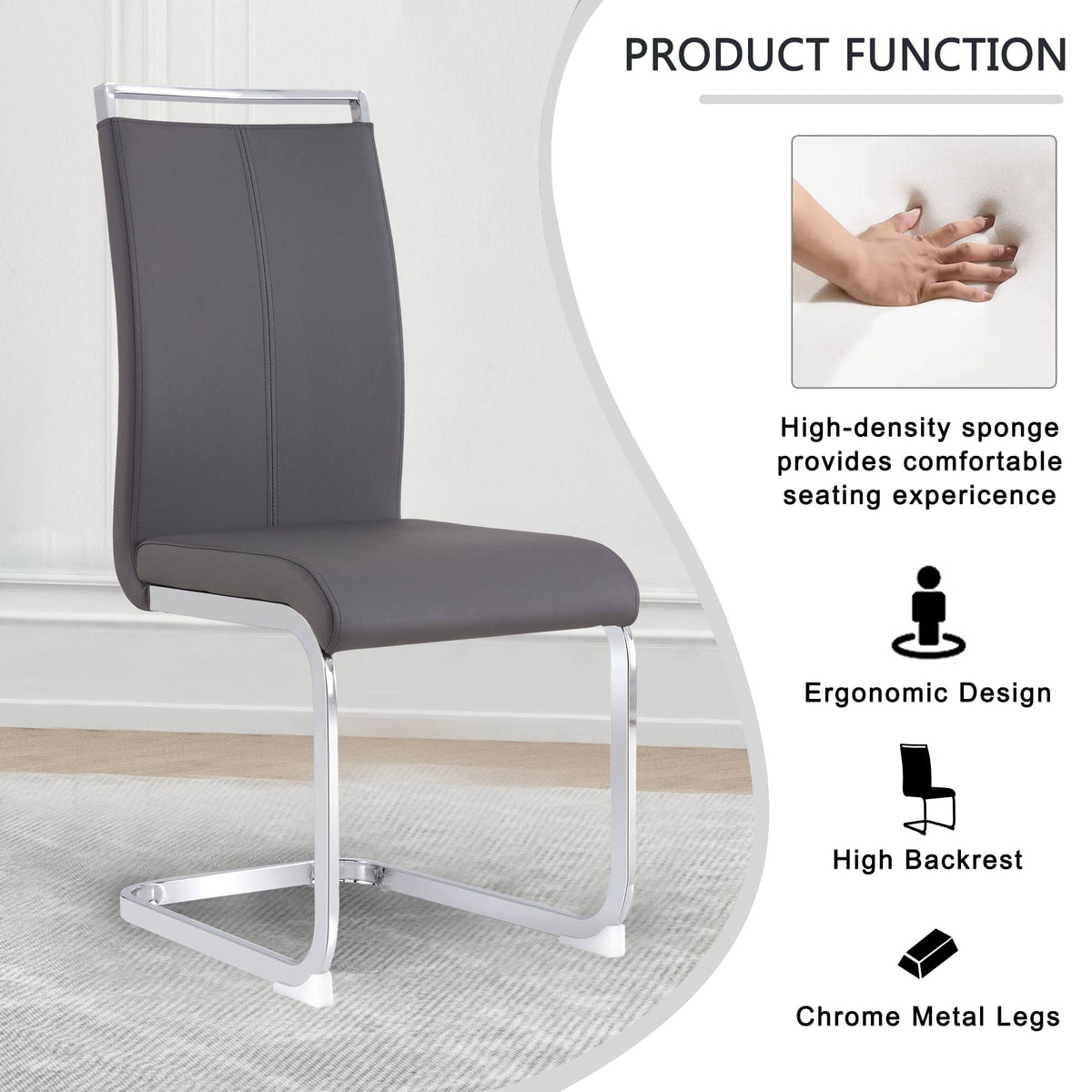 Modern Leather Dining Chairs Set of 6, Dining Room Chairs Set of 6