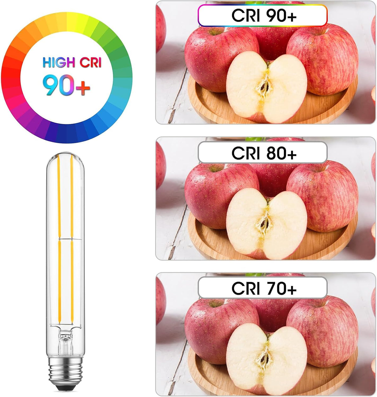 7.3" T10 Tubular LED Light Bulb, 60W Eq, Dimmable, Cool White 4000K, 6-Pack