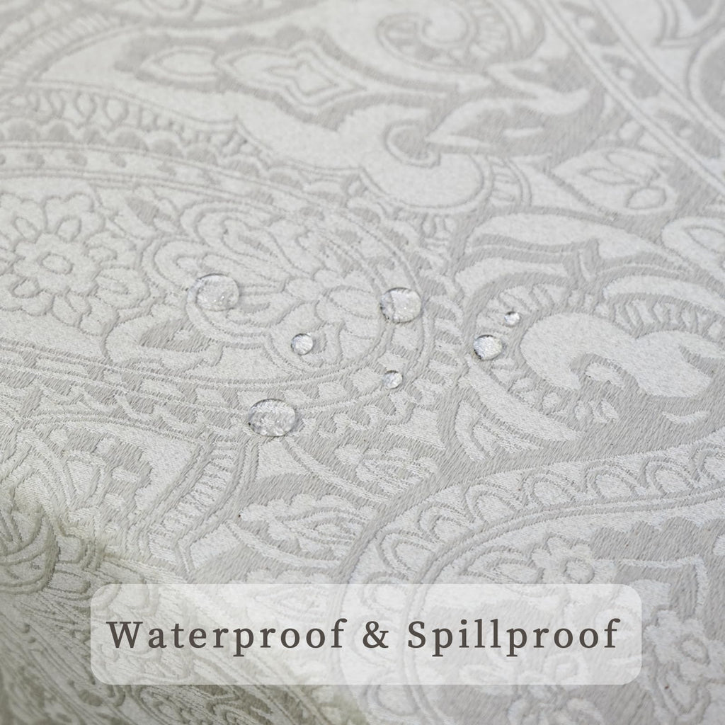 Jacquard Rectangle Tablecloth, Thick Kitchen Dining Table Cloth, Waterproof Wrinkle Free Decorative Fabric Table