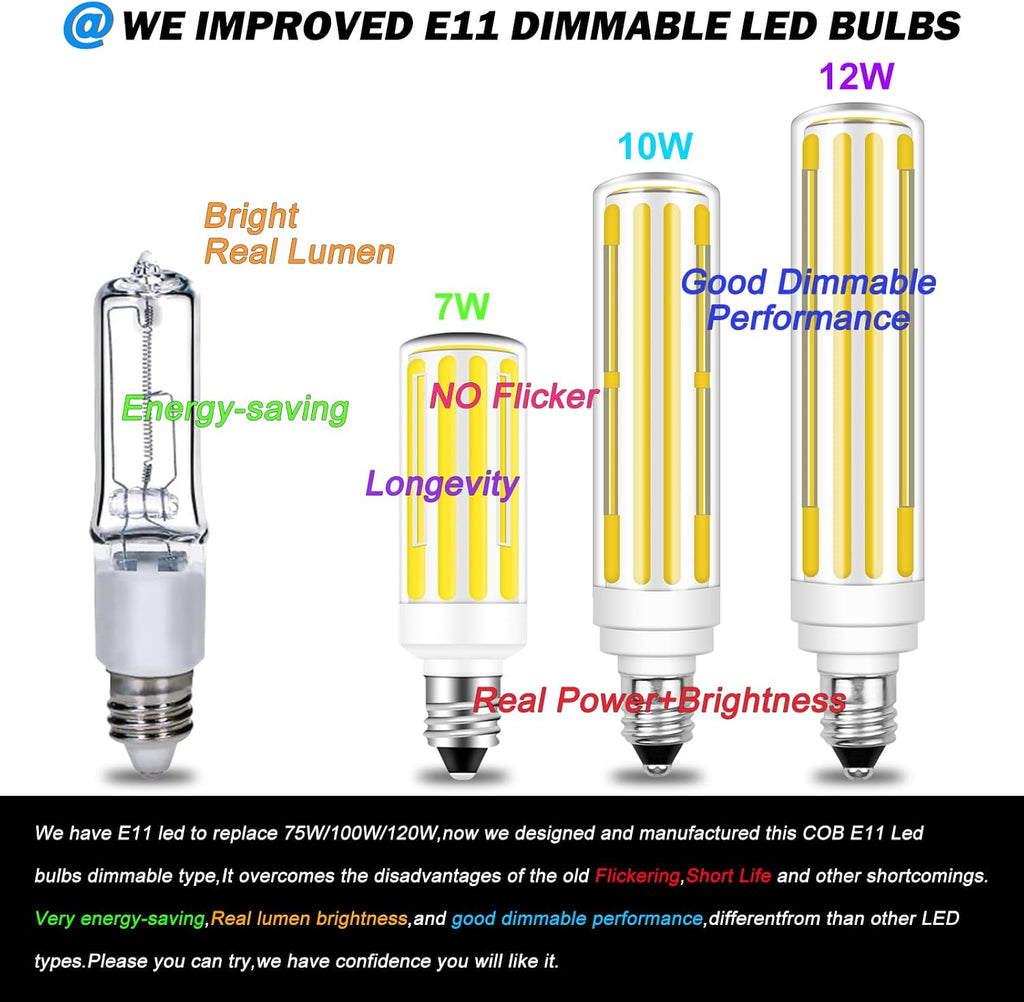 E11 LED Bulb 10W 4000K Dimmable 100W Halogen Equivalent