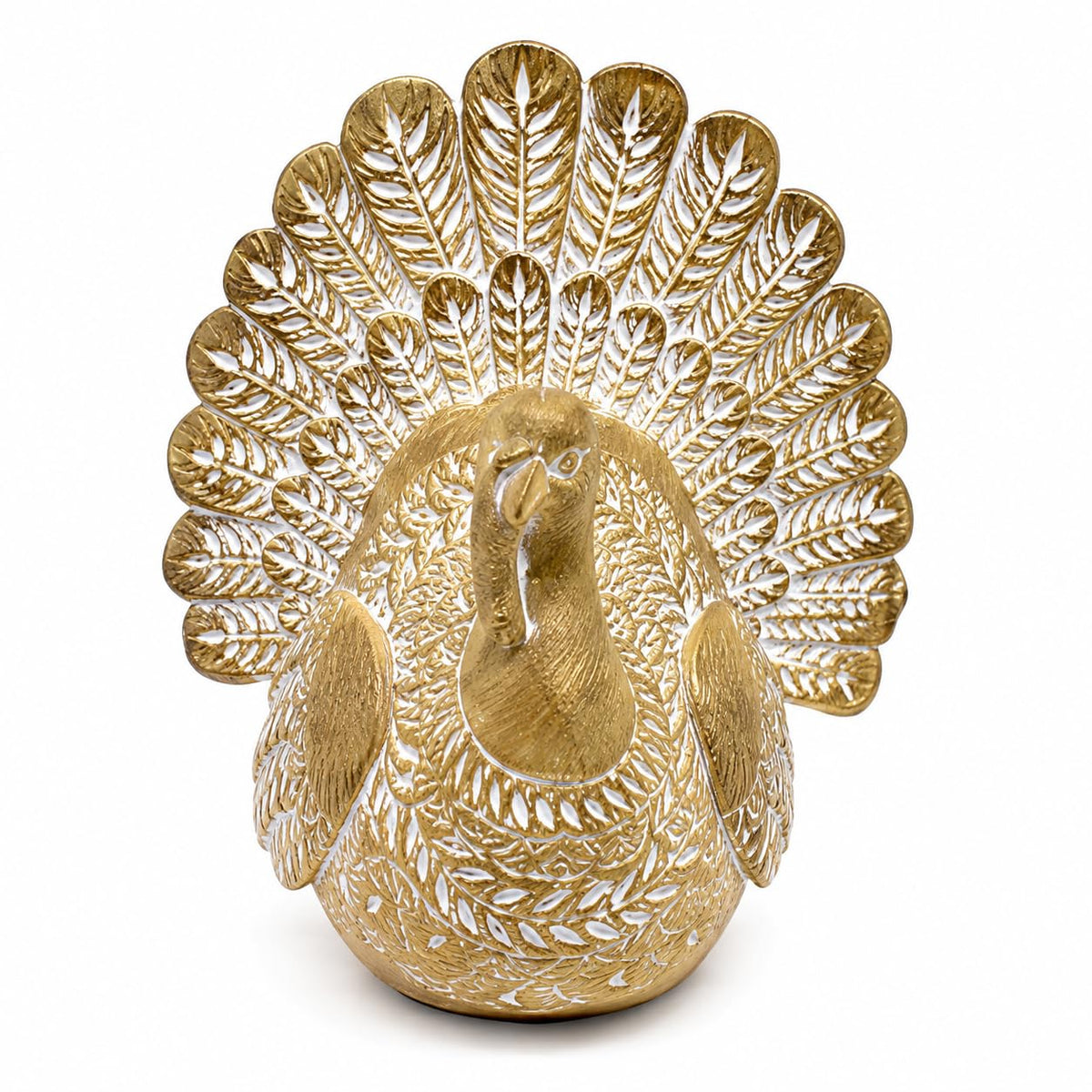 Resin Turkey Figurine, Hand-Painted Thanksgiving Tabletop Decor, Fall Harvest Turkey Statue for Mantel, Shelf, Dining