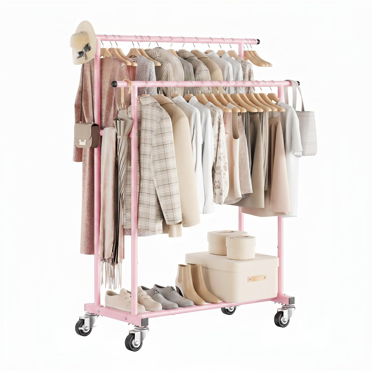 Rolling Garment Rack, Sturdy Clothes Organizer