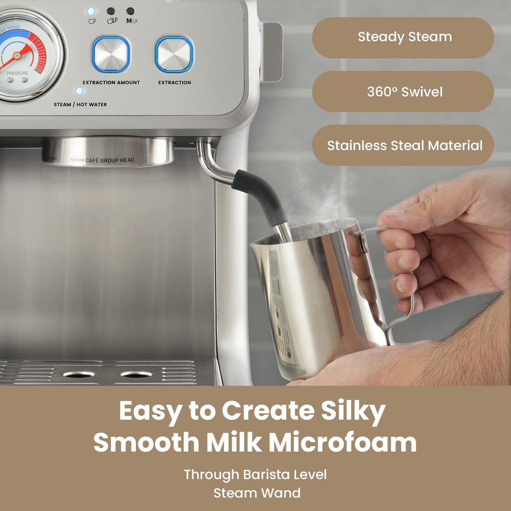 Dual Boiler Espresso Machine With Built‐In Burr Grinder