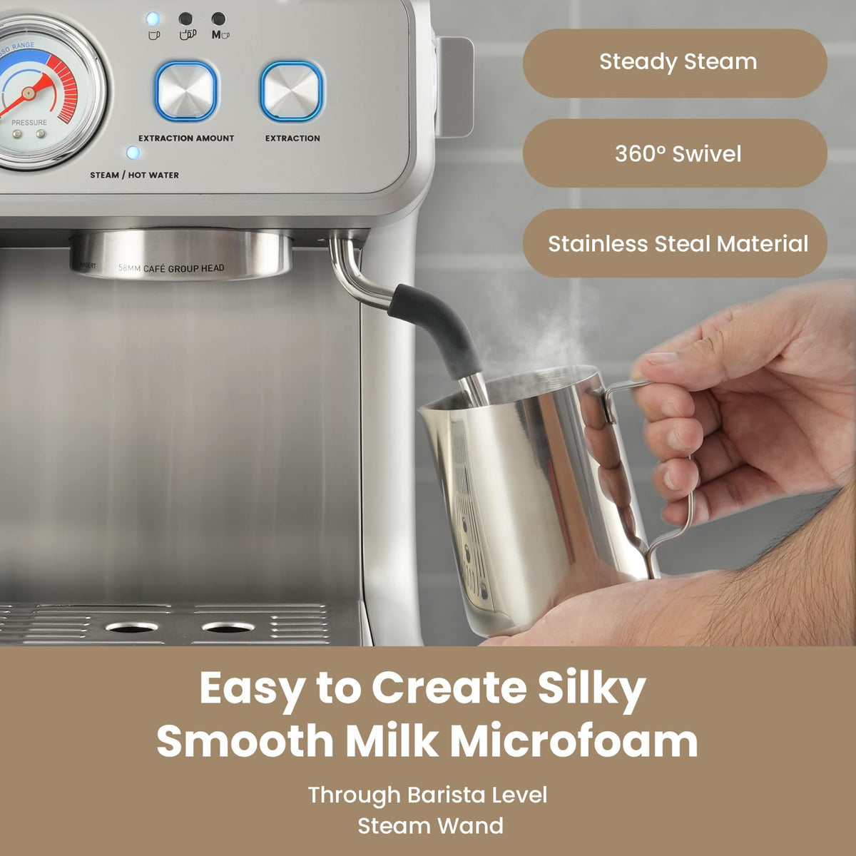 Dual Boiler Espresso Machine With Built‐In Burr Grinder