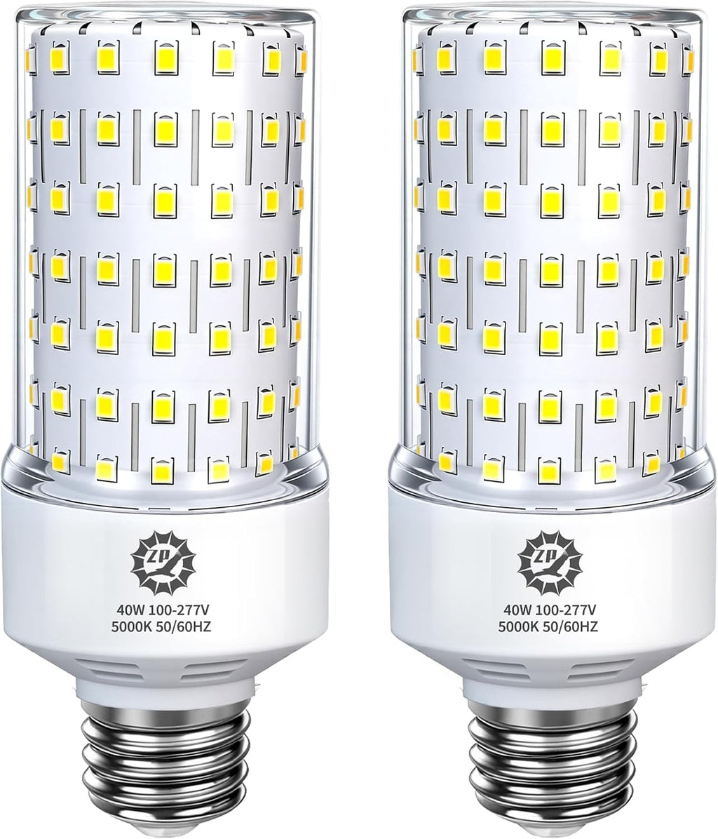 ZP 40W LED Light Bulb 2 Pack Corn Bulb 5000K Daylight Bulb E26 Base