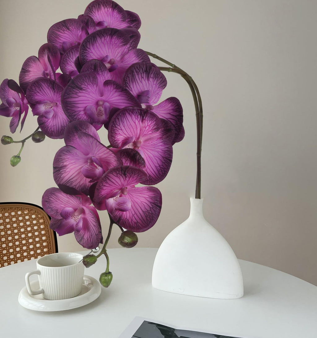 Dark Purple Orchid Artificial 34.3" Real Touch Fake Orchid Latex Purple Phalaenopsis Branches Party Wedding Bridal