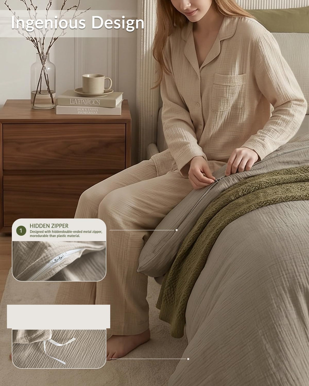 Muslin Duvet Cover, 100% Washed Cotton Duvet Cover Set