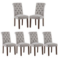 Button Tufted Dining Chairs Set of 6, Parsons Upholstered Fabric Dining Room Chair Kitchen Chairs with Wood Legs and