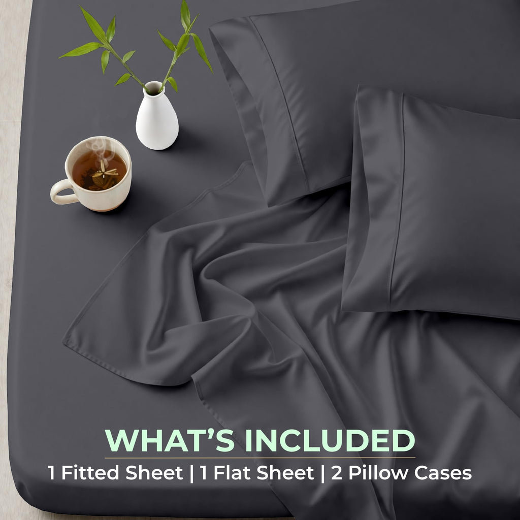 Luxury 4 Pc 100% Viscose derived from Bamboo Sheet Set -XL Size Silky Soft & Cooling Sheets for Hot Sleepers, 18"