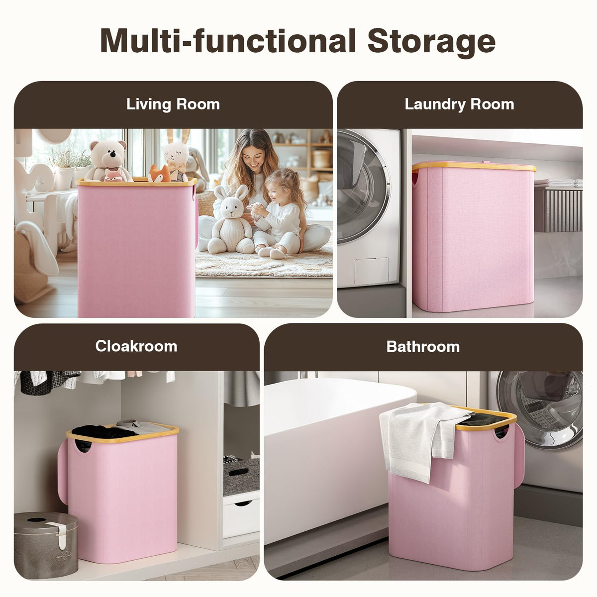 Hampers for Laundry Basket with Lid, 145L Large Laundry Hamper 3 Section