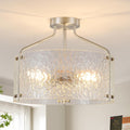 Semi Flush Glass Drum Ceiling Fixture for Hallways and Bedrooms