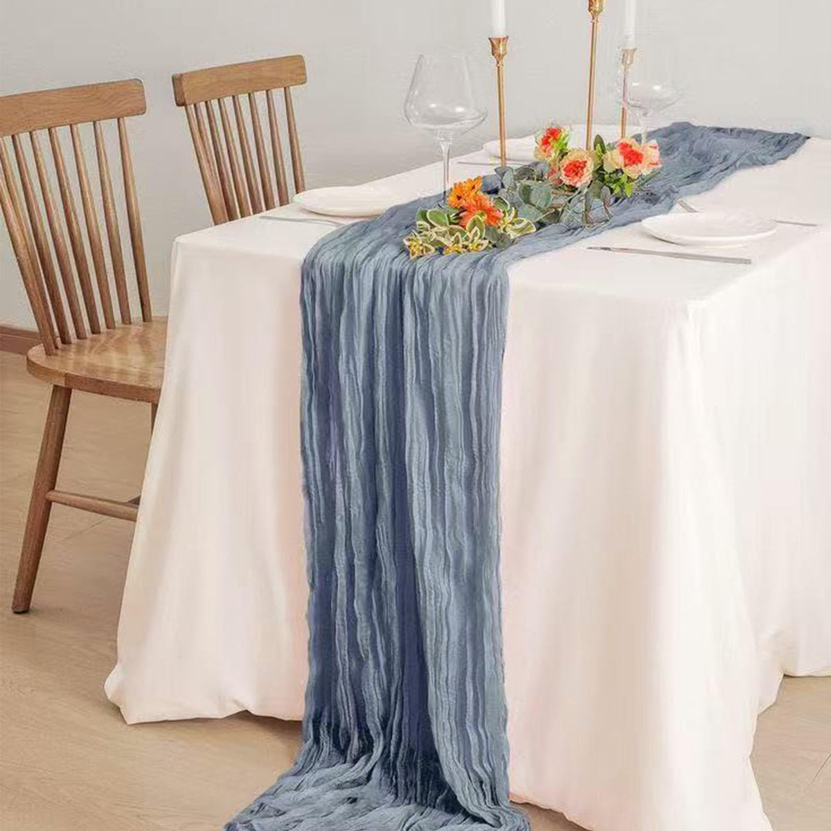 20Pack Dusty Blue Cheesecloth Table Runner 10Ft Gauze Table Runner