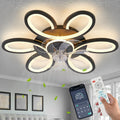 27" Black Flush Mount Ceiling Fan with Light & Remote