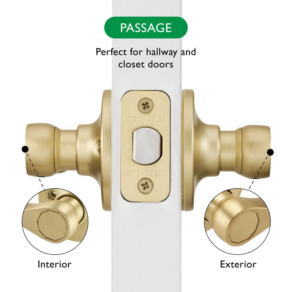 Springdale Passage Door Lever, Satin Brass