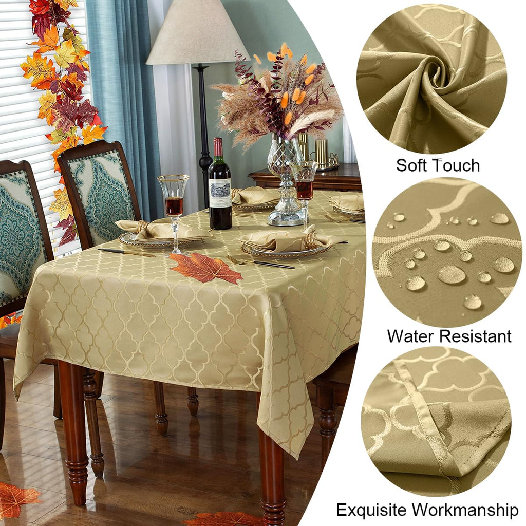 Autumn Gold Jacquard Damask Rectangle Tablecloth 60"x84"