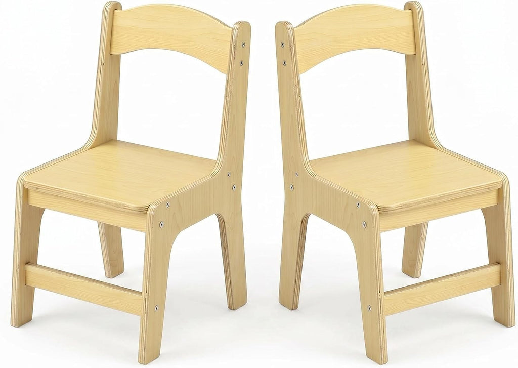 Solid Wood Toddler Chair -Ergonomic Kids Wooden Chair with Anti-Slip Feet, Rounded Corners, Easy Clean Finish