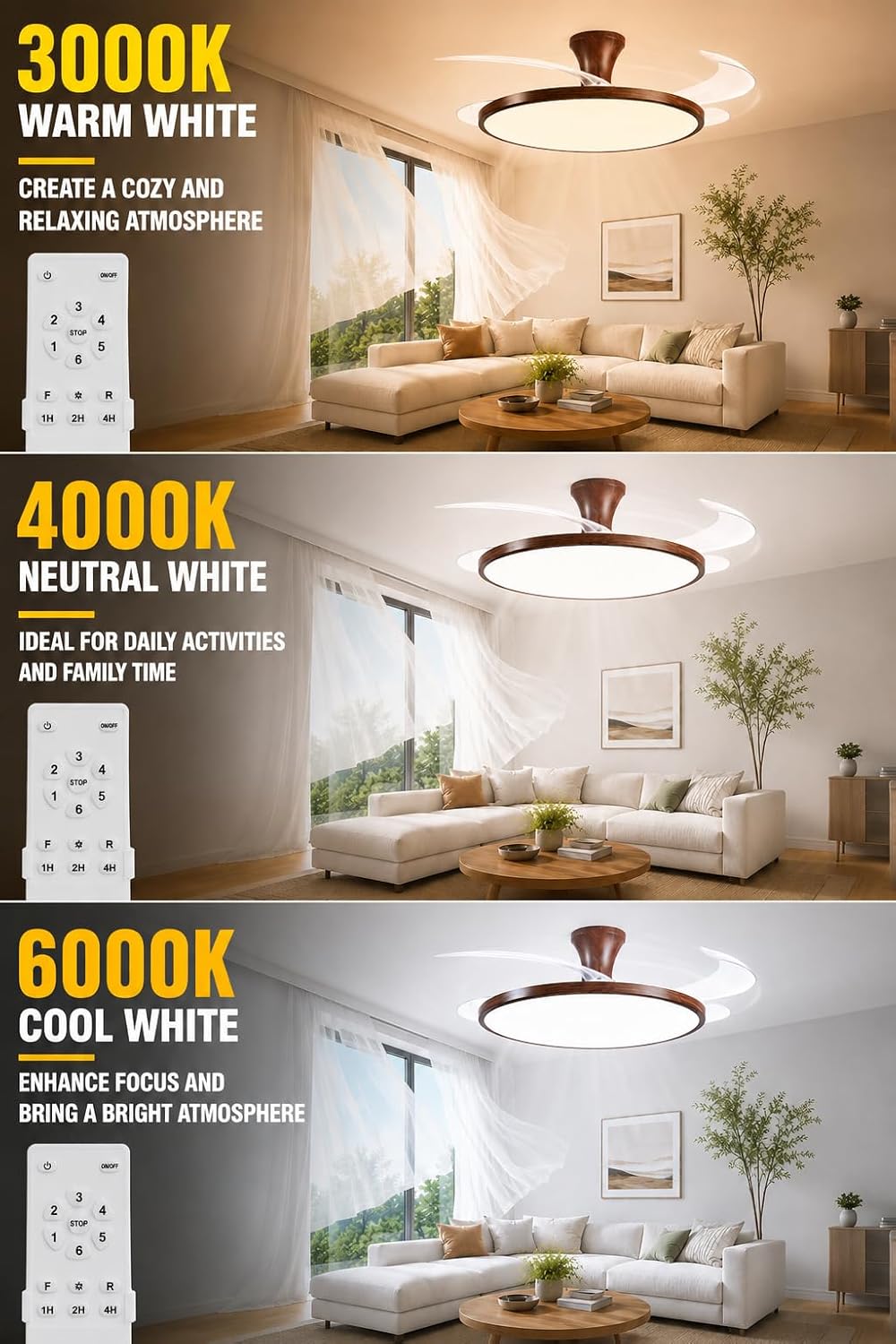 42" Chandelier Retractable Ceiling Fan with Light & Remote