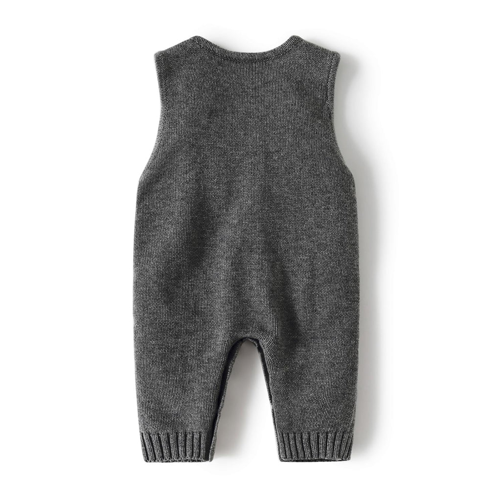 Baby Knitted Jumpsuit, Ribbed Sleeveless Romper for Infants and Toddlers, Gray