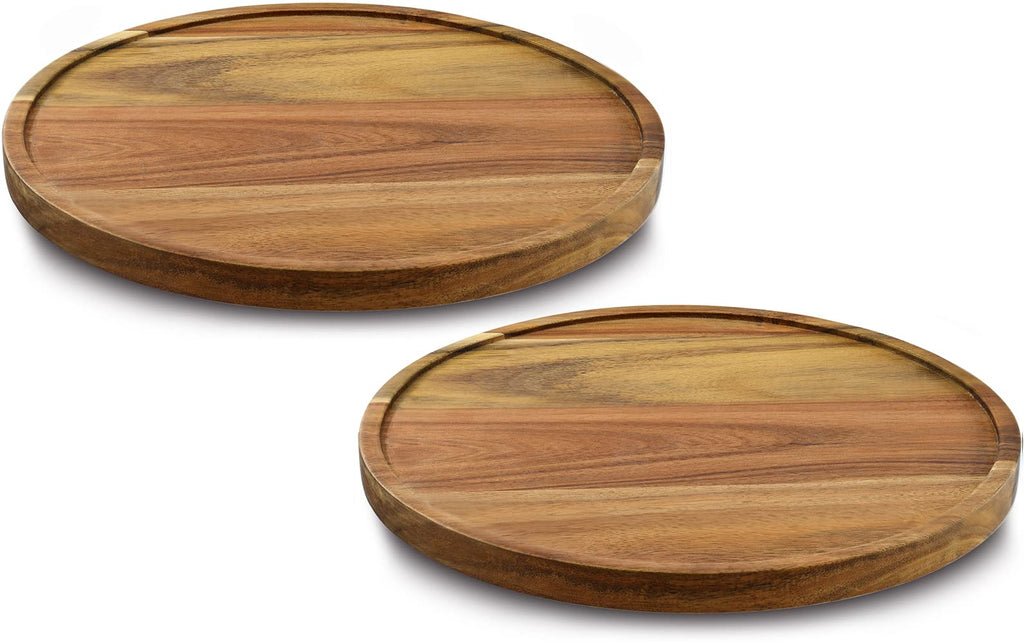 10" Acacia Wood Lazy Susan Organizer Kitchen Turntable for Cabinet Pantry Table Organization,2 Pack