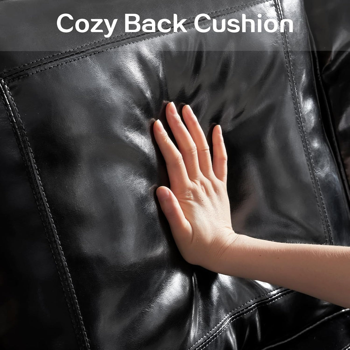 79'' Faux Leather Sofas, Mid Century Modern Couches with Rolled Arm & Nailhead Trim for Small Space, Apartment, Black