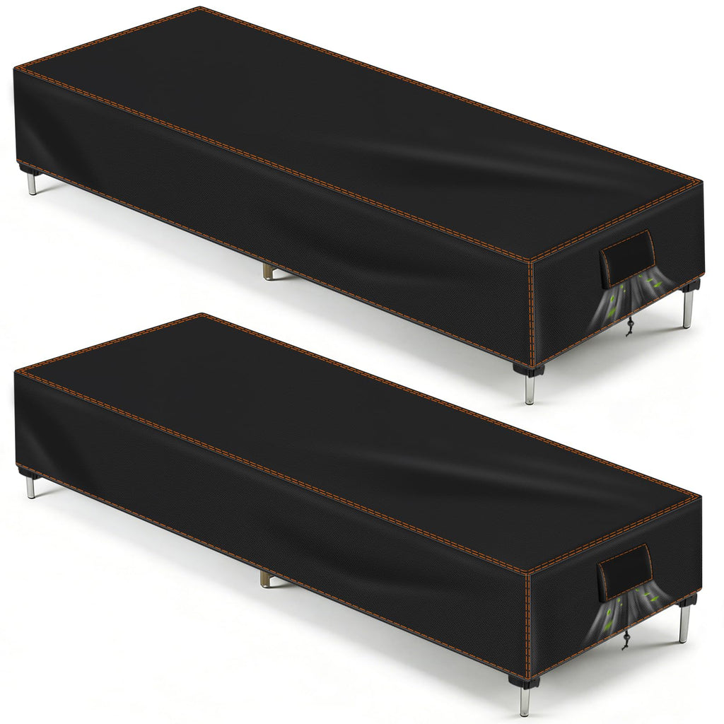 Outdoor Chaise Lounge Cover 2 PCS, 78" L x 26" W x 12" H, Black