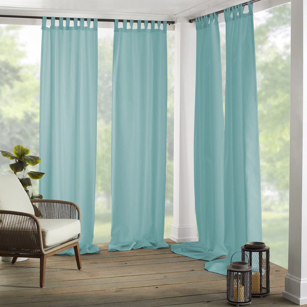Matine Solid Tab Top Indoor/Outdoor Window Curtain, Mineral - 52" W x 108" L