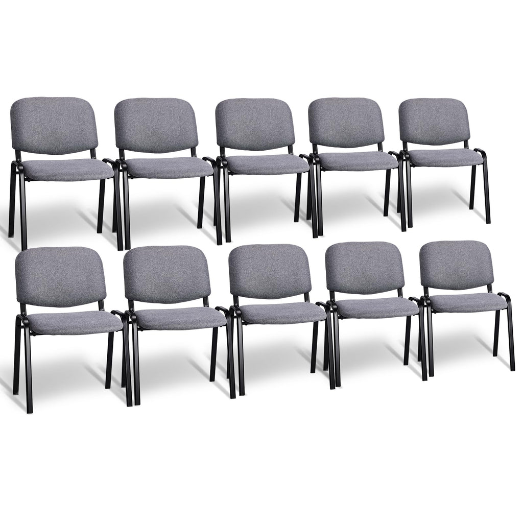 10-Pack Waiting Room Chairs, Stackable Chair, Fabric-Grey
