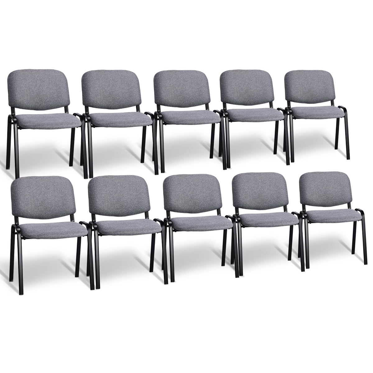 10-Pack Waiting Room Chairs, Stackable Chair, Fabric-Grey